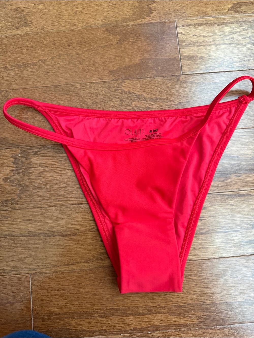 CUUP Bright Red High-Cut Bikini Bottom color poppy
